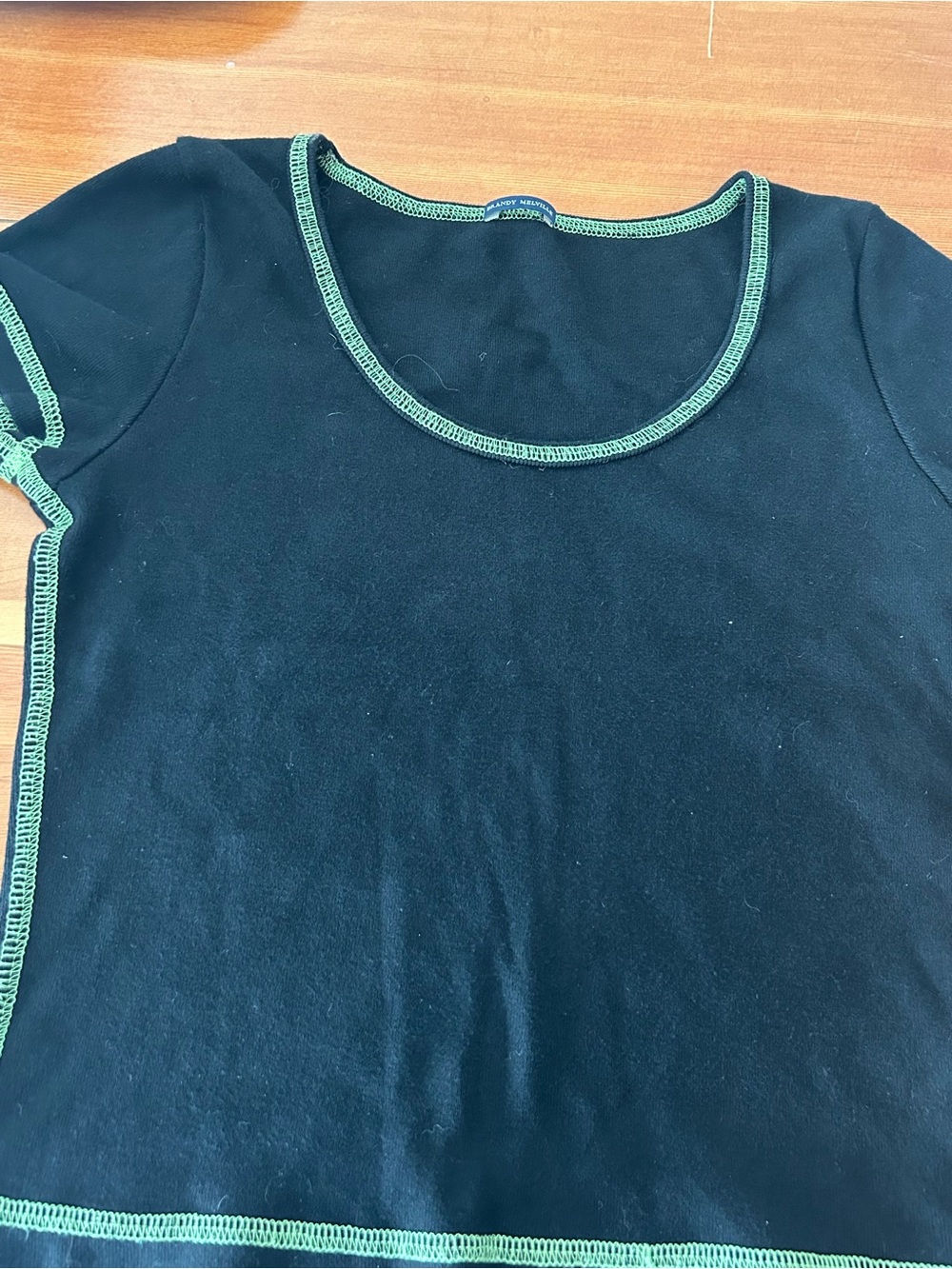 Brandy Melville Black Crop Top with Green Trim